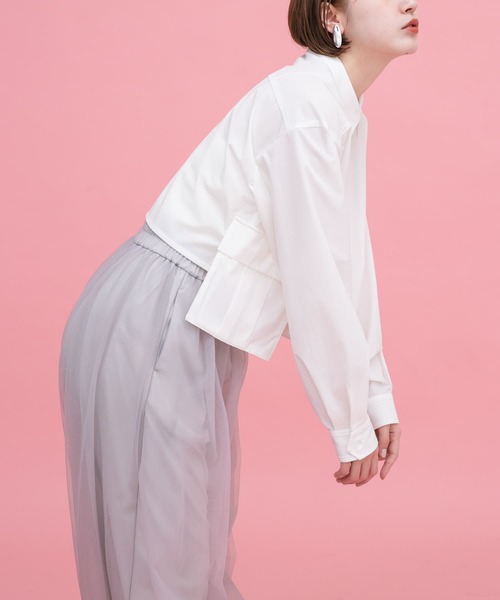 KBF（ケイビーエフ）の「サイドBIGポケットクロップドシャツ（シャツ/ブラウス・レディース・ブルー/オフホワイト/ベージュ系その他・ONE）」の10枚目の写真