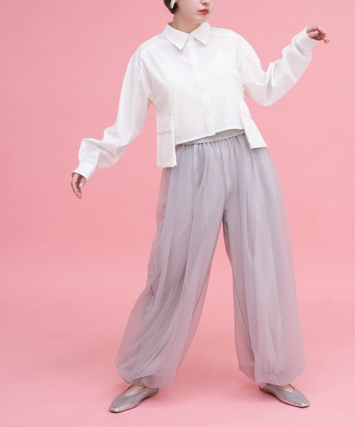 KBF（ケイビーエフ）の「サイドBIGポケットクロップドシャツ（シャツ/ブラウス・レディース・ブルー/オフホワイト/ベージュ系その他・ONE）」の11枚目の写真