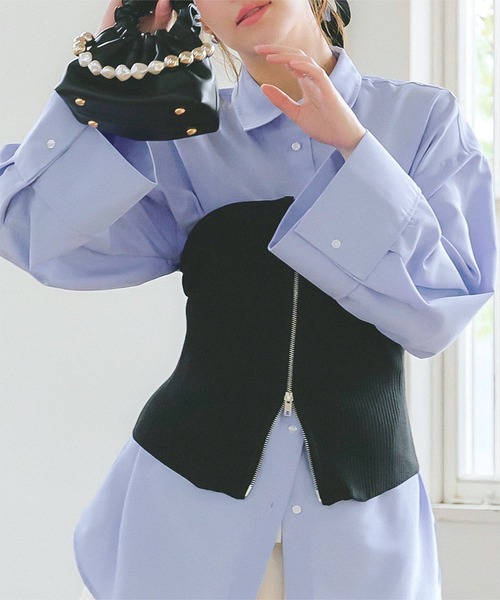 セール】ダブルジップベアトップニットビスチェ（ニット/セーター