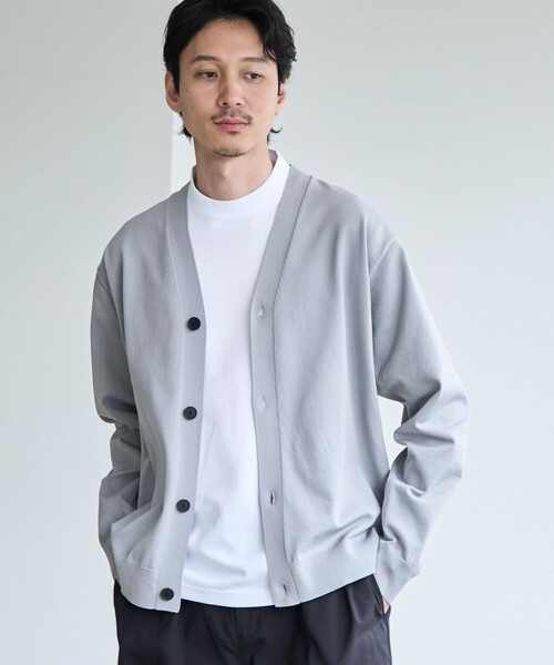 coen（コーエン）の「【RONEL】ハイゲージクリアVネックニットカーディガン（カーディガン/ボレロ・メンズ・ライトグレー/ブラック/ネイビー・S/M/L/XL）」の2枚目の写真