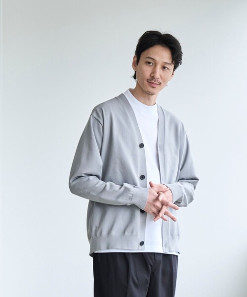 coen（コーエン）の「【RONEL】ハイゲージクリアVネックニットカーディガン（カーディガン/ボレロ・メンズ・ライトグレー/ブラック/ネイビー・S/M/L/XL）」の4枚目の写真