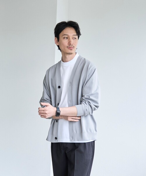 coen（コーエン）の「【RONEL】ハイゲージクリアVネックニットカーディガン（カーディガン/ボレロ・メンズ・ライトグレー/ブラック/ネイビー・S/M/L/XL）」の8枚目の写真