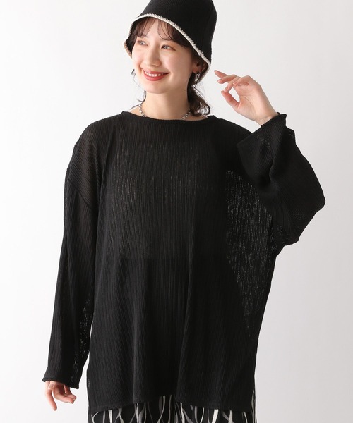 LEPSIM(レプシィム)の「プリーツストライププルオーバー 108089(Tシャツ/カットソー・レディース・オフホワイト/ブラック/グリーン/ライトパープル・FREE)」の3枚目の写真