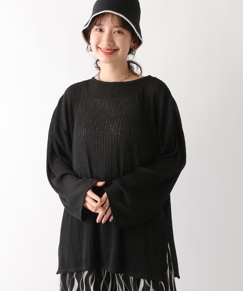 LEPSIM(レプシィム)の「プリーツストライププルオーバー 108089(Tシャツ/カットソー・レディース・オフホワイト/ブラック/グリーン/ライトパープル・FREE)」の10枚目の写真