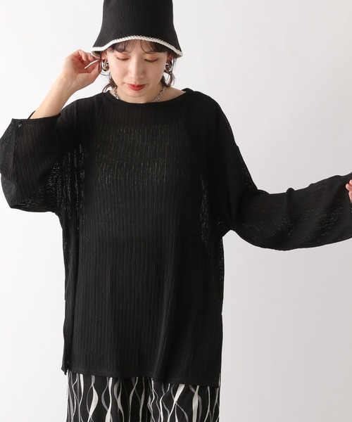 LEPSIM(レプシィム)の「プリーツストライププルオーバー 108089(Tシャツ/カットソー・レディース・オフホワイト/ブラック/グリーン/ライトパープル・FREE)」の11枚目の写真