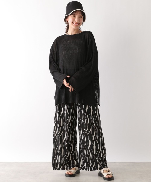 LEPSIM(レプシィム)の「プリーツストライププルオーバー 108089(Tシャツ/カットソー・レディース・オフホワイト/ブラック/グリーン/ライトパープル・FREE)」の14枚目の写真