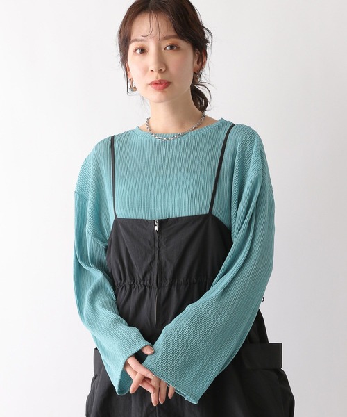 LEPSIM(レプシィム)の「プリーツストライププルオーバー 108089(Tシャツ/カットソー・レディース・オフホワイト/ブラック/グリーン/ライトパープル・FREE)」の15枚目の写真