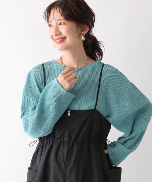 LEPSIM(レプシィム)の「プリーツストライププルオーバー 108089(Tシャツ/カットソー・レディース・オフホワイト/ブラック/グリーン/ライトパープル・FREE)」の16枚目の写真