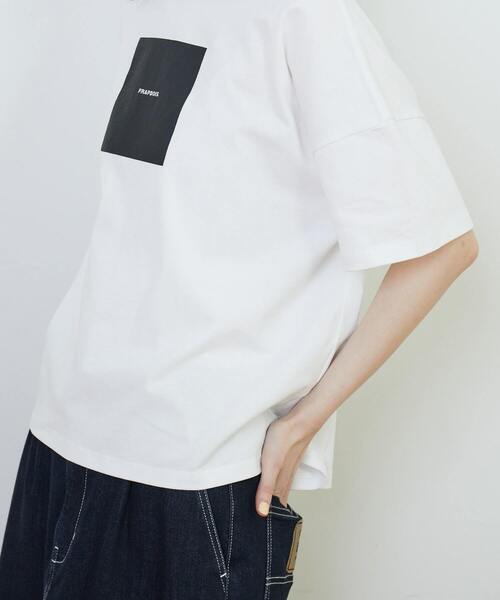 FRAPBOIS（フラボア）の「アミューズT（Tシャツ/カットソー・レディース・カーキ/ブラック/ホワイト/ピンク/ベージュ・1/2）」の8枚目の写真