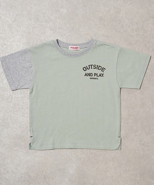 minimal（ミニマル）の「【撥水】バイカラーbigTシャツ（Tシャツ/カットソー・キッズ・ブルー/カーキ/ブラック・110cm/140cm/120cm/130cm/100cm）」の2枚目の写真