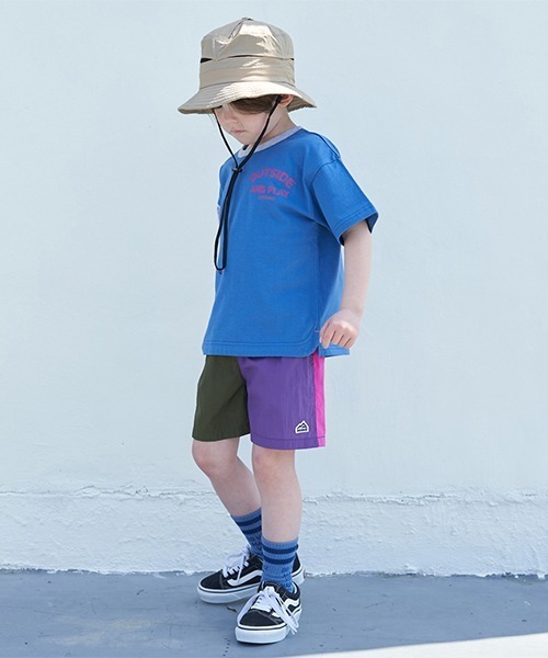 minimal（ミニマル）の「【撥水】バイカラーbigTシャツ（Tシャツ/カットソー・キッズ・ブルー/カーキ/ブラック・110cm/140cm/120cm/130cm/100cm）」の6枚目の写真
