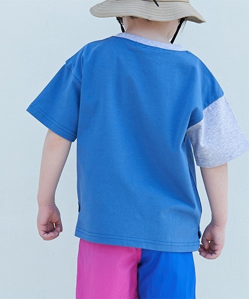 minimal（ミニマル）の「【撥水】バイカラーbigTシャツ（Tシャツ/カットソー・キッズ・ブルー/カーキ/ブラック・110cm/140cm/120cm/130cm/100cm）」の10枚目の写真