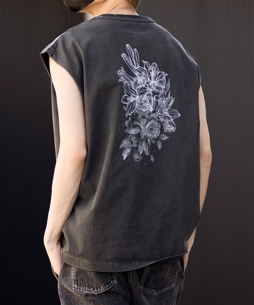 CLEL（クレイル）の「【CLEL】Vintage Design Sleeveless Print T-Shirt/ヴィンテージデザイン ノースリーブプリントTシャツ（Tシャツ/カットソー・メンズ・チャコールグレー/グレー/ブラック・L/M/S/XS）」の18枚目の写真