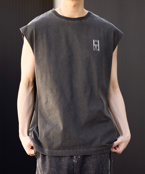 CLEL（クレイル）の「【CLEL】Vintage Design Sleeveless Print T-Shirt/ヴィンテージデザイン ノースリーブプリントTシャツ（Tシャツ/カットソー・メンズ・チャコールグレー/グレー/ブラック・L/M/S/XS）」の17枚目の写真