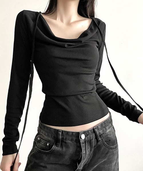 HALEY PESCA（ヘーリーペスカ）の「HALEY PESCA/チョーカーストラップカットソー（Tシャツ/カットソー・レディース・ホワイト/ブラック・MEDIUM/LARGE）」の2枚目の写真