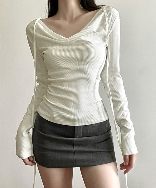 HALEY PESCA（ヘーリーペスカ）の「HALEY PESCA/チョーカーストラップカットソー（Tシャツ/カットソー・レディース・ホワイト/ブラック・MEDIUM/LARGE）」の3枚目の写真