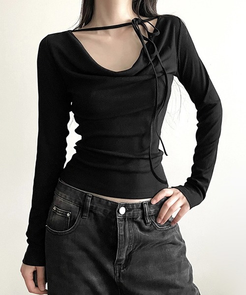 HALEY PESCA（ヘーリーペスカ）の「HALEY PESCA/チョーカーストラップカットソー（Tシャツ/カットソー・レディース・ホワイト/ブラック・MEDIUM/LARGE）」の8枚目の写真