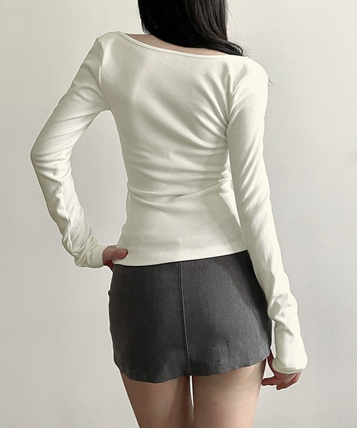 HALEY PESCA（ヘーリーペスカ）の「HALEY PESCA/チョーカーストラップカットソー（Tシャツ/カットソー・レディース・ホワイト/ブラック・MEDIUM/LARGE）」の5枚目の写真