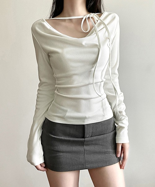 HALEY PESCA（ヘーリーペスカ）の「HALEY PESCA/チョーカーストラップカットソー（Tシャツ/カットソー・レディース・ホワイト/ブラック・MEDIUM/LARGE）」の6枚目の写真