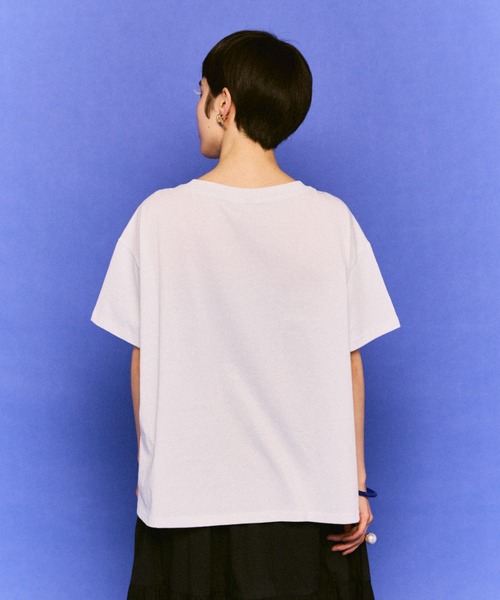 manana suerte(マニャーナスエルテ)の「パイピングローズTシャツ(Tシャツ/カットソー・レディース・ホワイト/ブラック・FREE)」の5枚目の写真