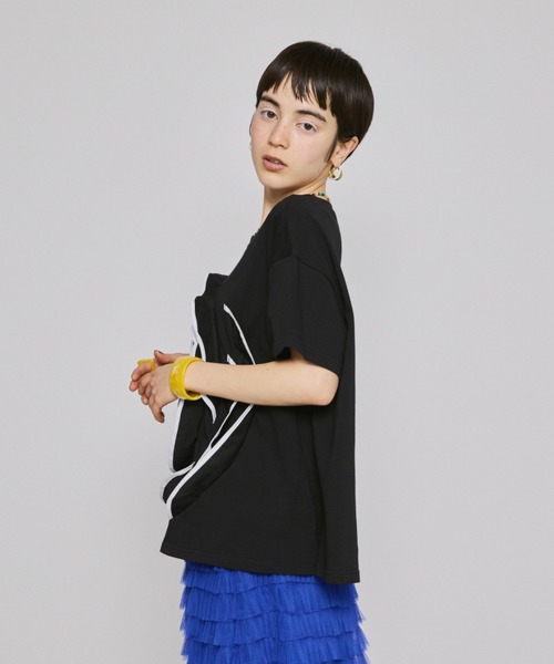 manana suerte(マニャーナスエルテ)の「パイピングローズTシャツ(Tシャツ/カットソー・レディース・ホワイト/ブラック・FREE)」の13枚目の写真