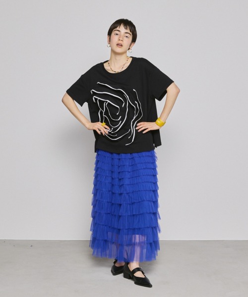 manana suerte(マニャーナスエルテ)の「パイピングローズTシャツ(Tシャツ/カットソー・レディース・ホワイト/ブラック・FREE)」の18枚目の写真