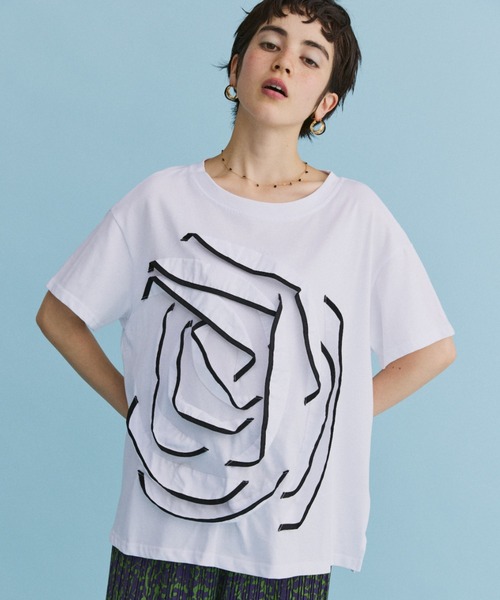 パイピングローズTシャツ（Tシャツ/カットソー）｜manana suerte