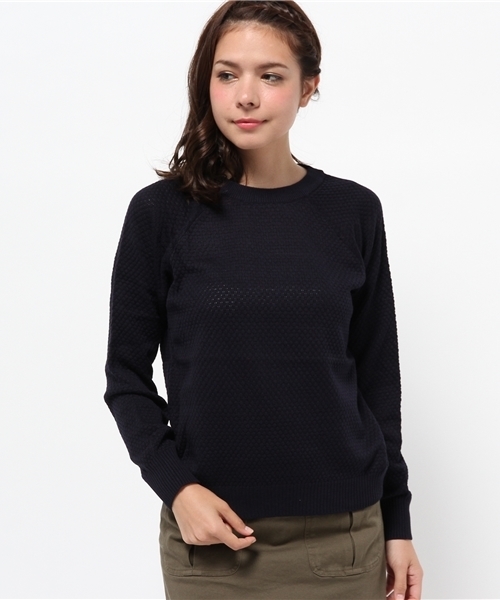 SEVENDAYS=SUNDAY（セブンデイズサンデイ）の「タック編　長袖プルオーバー（ニット/セーター・レディース・ネイビー/杢グレー/ホワイト/レッド・LARGE/MEDIUM）」の7枚目の写真