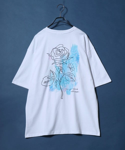 セール】Cool Touch Back Print Floral Pattern T-shirt/接触冷感