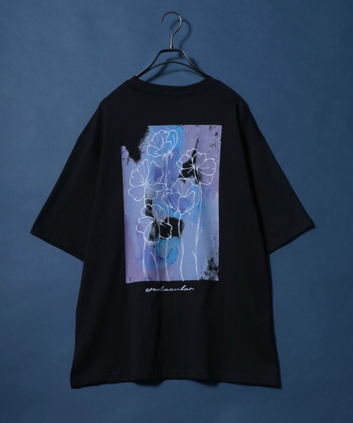 セール】Cool Touch Back Print Floral Pattern T-shirt/接触冷
