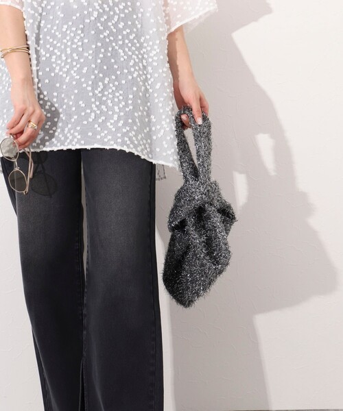 NOLLEY’S(ノーリーズ)の「フィルムラメニットバッグ(バックパック/リュック・レディース・ブラック/ベージュ・FREE)」の22枚目の写真