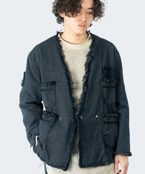 masterkey（マスターキー）の「mj9942- GM-JK ノーカラージャケット（ノーカラージャケット・メンズ・ブラック・2/1）」の5枚目の写真