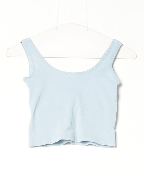 Dream garden(ドリームガーデン)の「ショート丈カップ付きタンクトップ(Tシャツ/カットソー・レディース・ブラック/ホワイト/ブルー/グリーン/グレー・FREE)」の6枚目の写真