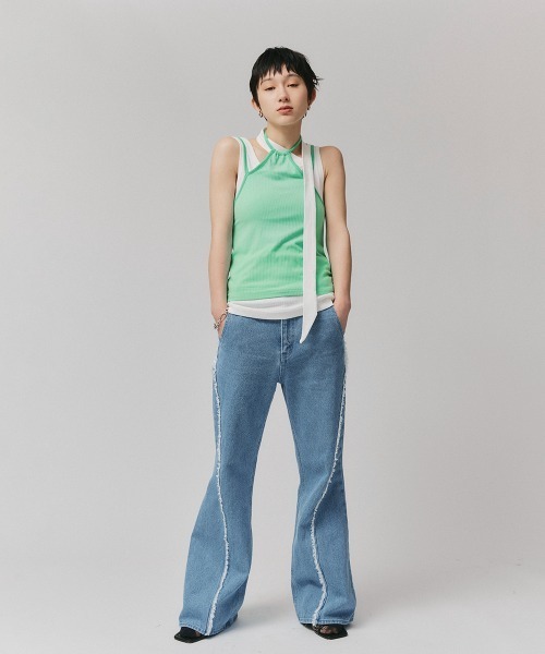 led.tokyo（レッドトウキョウ）の「【led.tokyo】フリンジカットフレアデニムパンツ（デニムパンツ・レディース・ブルー/ホワイト・1/2）」の22枚目の写真