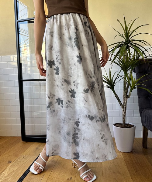 aimoha（アイモハ）の「墨絵感スカート（スカート・レディース・イエロー/グレー・MEDIUM/LARGE）」の4枚目の写真