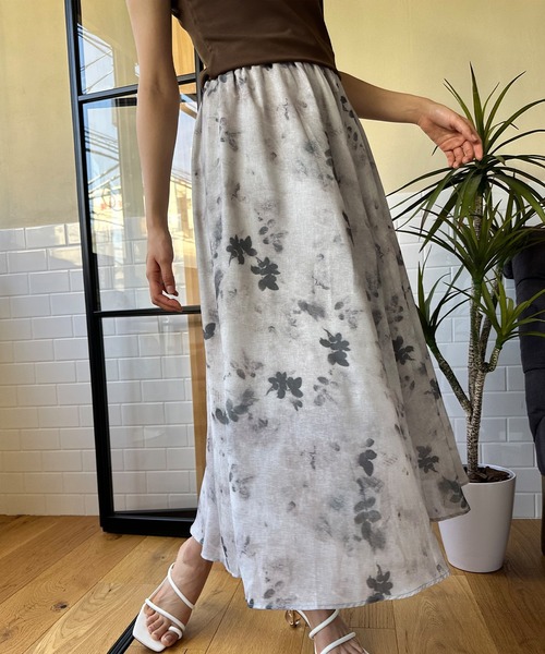 aimoha（アイモハ）の「墨絵感スカート（スカート・レディース・イエロー/グレー・MEDIUM/LARGE）」の6枚目の写真