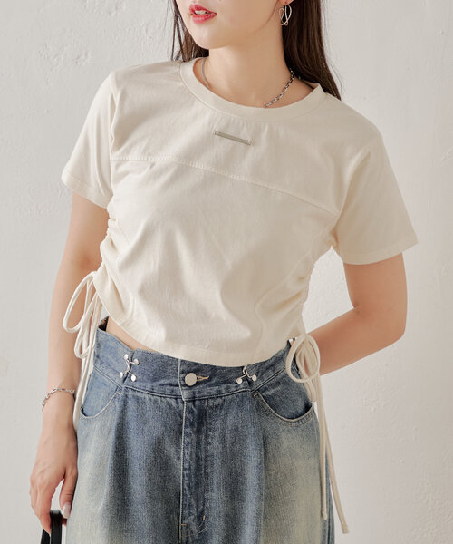 Chico(チコ)の「【新色追加】サイドドロストピグメントチビT(Tシャツ/カットソー・レディース・ブラック/ベージュ/ホワイト/グレー/ホワイト系その他・FREE)」の15枚目の写真