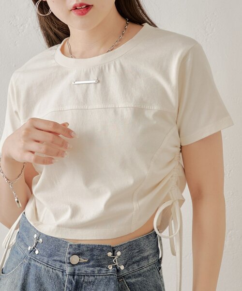 Chico(チコ)の「【新色追加】サイドドロストピグメントチビT(Tシャツ/カットソー・レディース・ブラック/ベージュ/ホワイト/グレー/ホワイト系その他・FREE)」の19枚目の写真