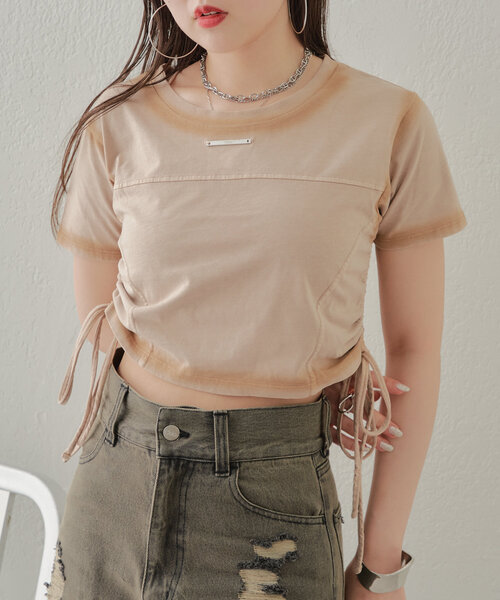 Chico(チコ)の「【新色追加】サイドドロストピグメントチビT(Tシャツ/カットソー・レディース・ブラック/ベージュ/ホワイト/グレー/ホワイト系その他・FREE)」の11枚目の写真