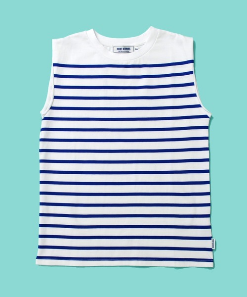 MONT KEMMEL（モンケメル）の「MONT KEMMEL モンケメル BASQUE NO SLEEVE SOLID BORDER バスク ソリッド＆パネルボーダー ノースリーブ Tシャツ（Tシャツ/カットソー・レディース・ホワイト/ブラック×ホワイト/ホワイト×ピンク/ホワイト×ブラック/ホワイト×ブルー/ブラック・36）」の3枚目の写真