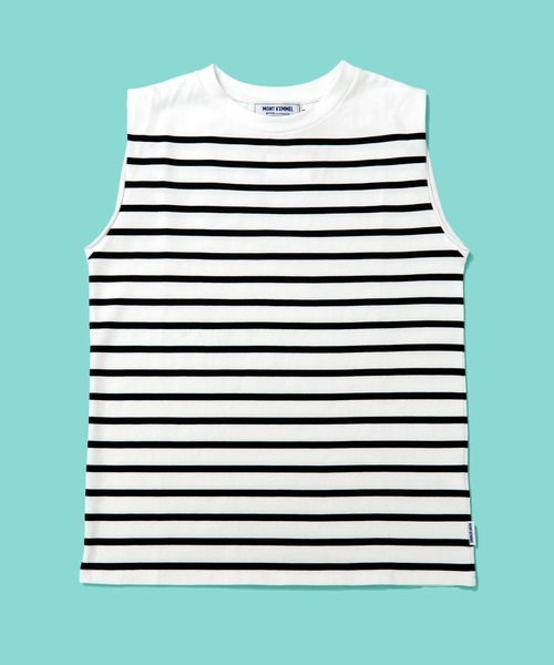 MONT KEMMEL（モンケメル）の「MONT KEMMEL モンケメル BASQUE NO SLEEVE SOLID BORDER バスク ソリッド＆パネルボーダー ノースリーブ Tシャツ（Tシャツ/カットソー・レディース・ホワイト/ブラック×ホワイト/ホワイト×ピンク/ホワイト×ブラック/ホワイト×ブルー/ブラック・36）」の4枚目の写真