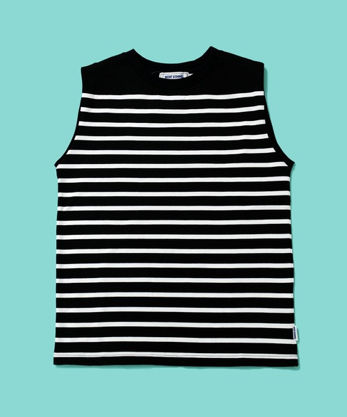 MONT KEMMEL（モンケメル）の「MONT KEMMEL モンケメル BASQUE NO SLEEVE SOLID BORDER バスク ソリッド＆パネルボーダー ノースリーブ Tシャツ（Tシャツ/カットソー・レディース・ホワイト/ブラック×ホワイト/ホワイト×ピンク/ホワイト×ブラック/ホワイト×ブルー/ブラック・36）」の6枚目の写真