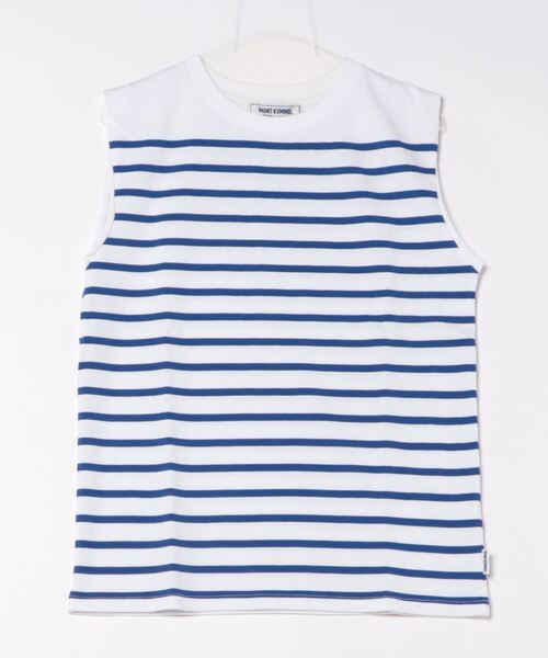 MONT KEMMEL（モンケメル）の「MONT KEMMEL モンケメル BASQUE NO SLEEVE SOLID BORDER バスク ソリッド＆パネルボーダー ノースリーブ Tシャツ（Tシャツ/カットソー・レディース・ホワイト/ブラック×ホワイト/ホワイト×ピンク/ホワイト×ブラック/ホワイト×ブルー/ブラック・36）」の9枚目の写真