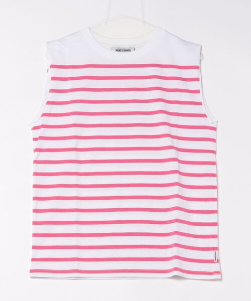 MONT KEMMEL（モンケメル）の「MONT KEMMEL モンケメル BASQUE NO SLEEVE SOLID BORDER バスク ソリッド＆パネルボーダー ノースリーブ Tシャツ（Tシャツ/カットソー・レディース・ホワイト/ブラック×ホワイト/ホワイト×ピンク/ホワイト×ブラック/ホワイト×ブルー/ブラック・36）」の11枚目の写真