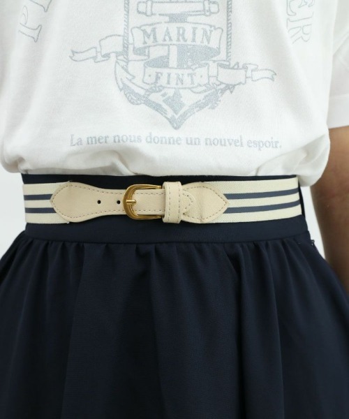 F i.n.t（フィント）の「ラインゴムベルト付きシアースカート/fint（スカート・レディース・ネイビー/アイボリー・FREE）」の9枚目の写真