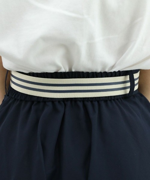 F i.n.t（フィント）の「ラインゴムベルト付きシアースカート/fint（スカート・レディース・ネイビー/アイボリー・FREE）」の10枚目の写真