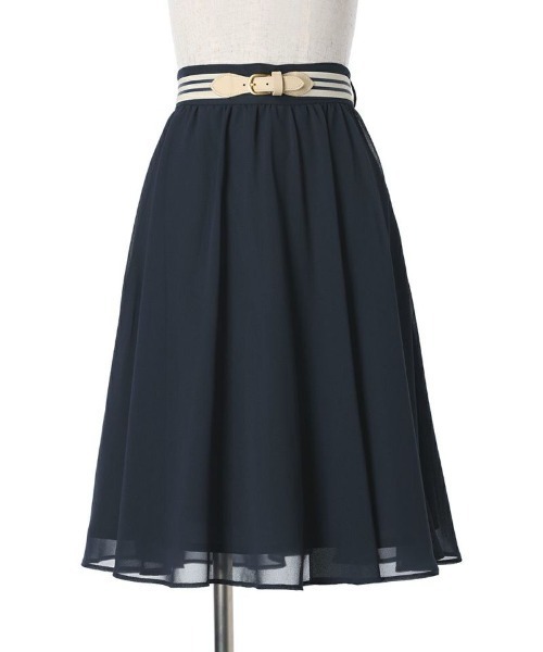 F i.n.t（フィント）の「ラインゴムベルト付きシアースカート/fint（スカート・レディース・ネイビー/アイボリー・FREE）」の14枚目の写真