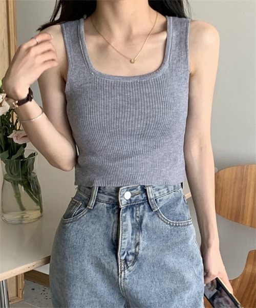 FREE STYLISTS(フリー スタイリスト)の「ノースリーブ リブニットタンクトップ(タンクトップ・レディース・グレー/ベージュ/ピンク/ホワイト/ブラック/カーキ・FREE)」の21枚目の写真