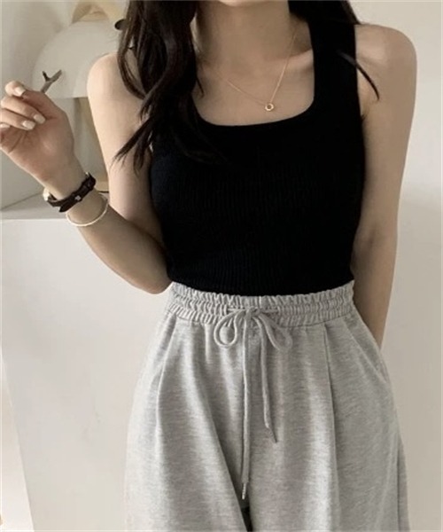 FREE STYLISTS(フリー スタイリスト)の「ノースリーブ リブニットタンクトップ(タンクトップ・レディース・グレー/ベージュ/ピンク/ホワイト/ブラック/カーキ・FREE)」の18枚目の写真