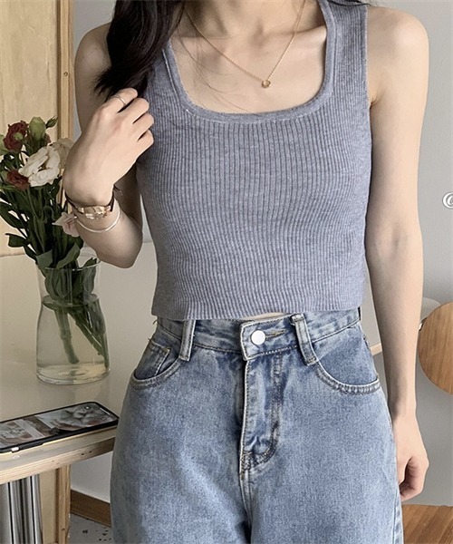 FREE STYLISTS(フリー スタイリスト)の「ノースリーブ リブニットタンクトップ(タンクトップ・レディース・グレー/ベージュ/ピンク/ホワイト/ブラック/カーキ・FREE)」の22枚目の写真